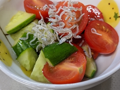 トマトときゅうりとしらすのサラダ