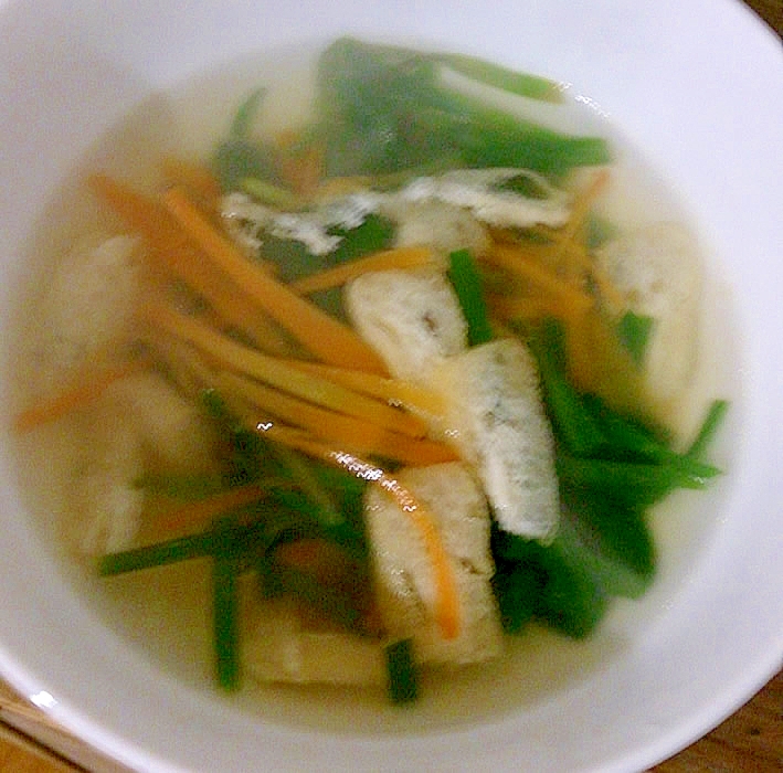 ニラ・にんじん・薄あげの中華スープ
