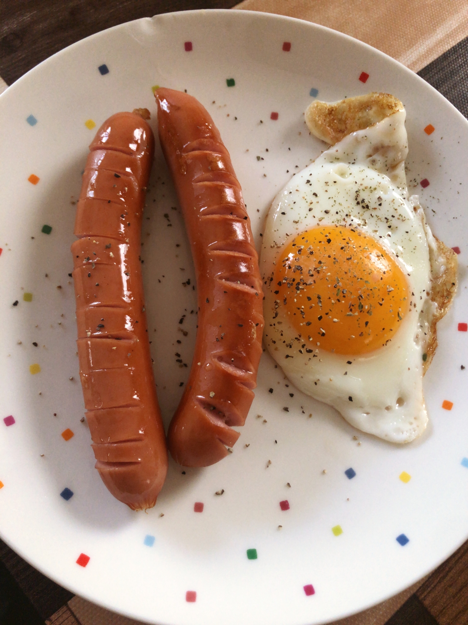 ザ！朝ごはん　目玉焼きとウインナー