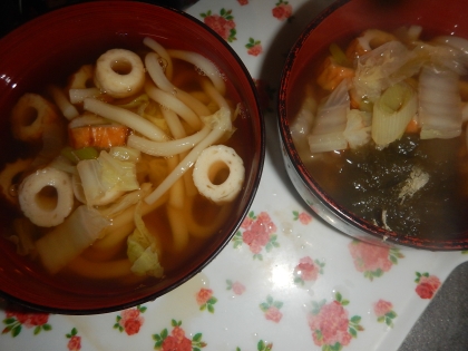 ちくわと白菜と生姜の煮込みうどん