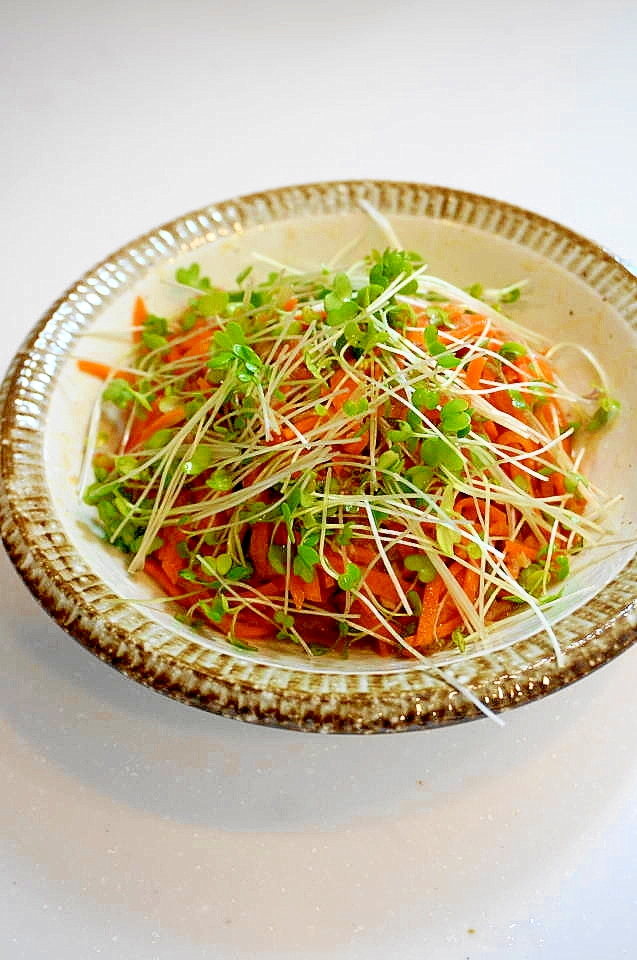 簡単にお洒落な前菜!にんじんとスプラウトのラペ