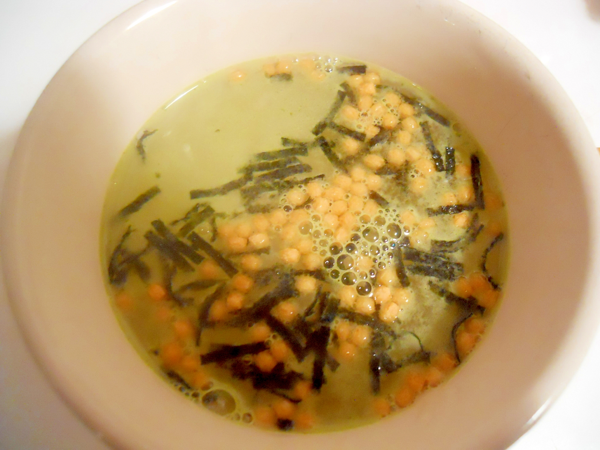 レンチン餅で♪　わさび茶漬け