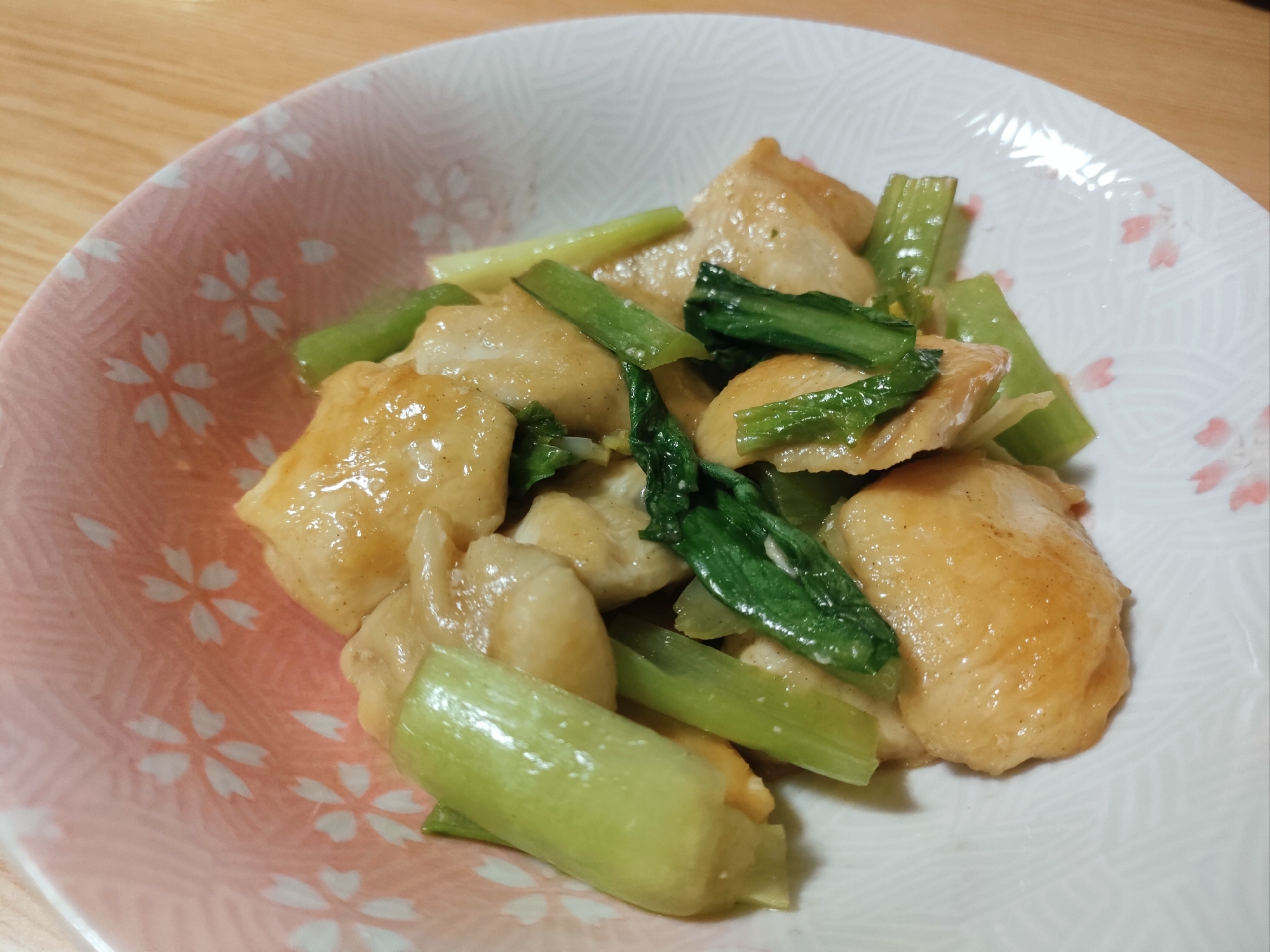 鶏肉と小松菜の炒め物