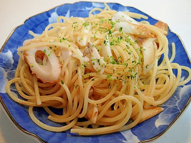 白だしで　竹輪とエリンギの和風パスタ