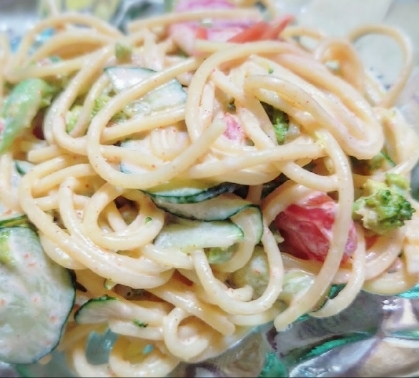 春菊カニカマ スパゲッティサラダ