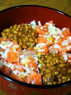 絶品☆納豆サーモン丼