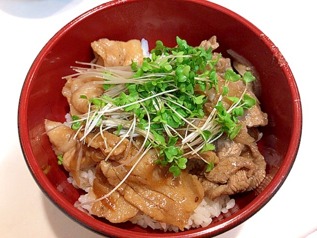スタミナ抜群です夏バテ防止に☆牛カルビと豚バラ丼♪