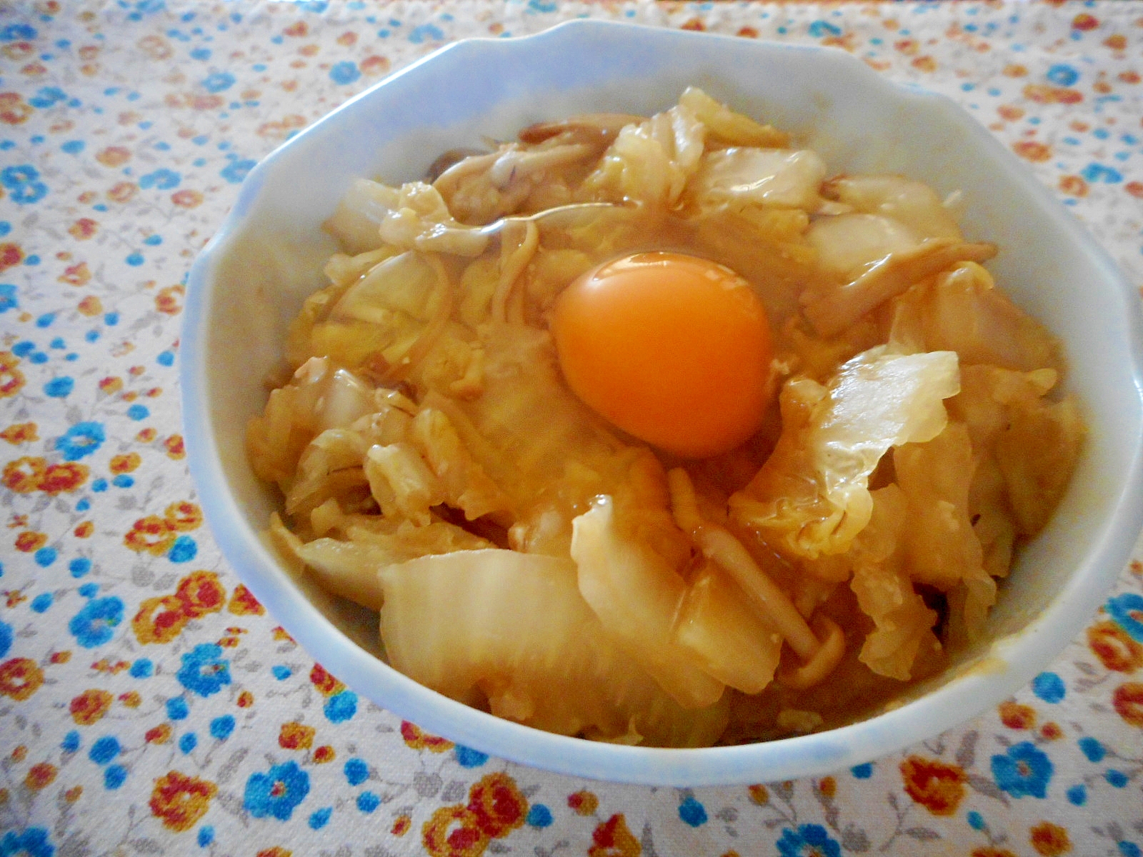 白菜とえのきの味噌煮丼