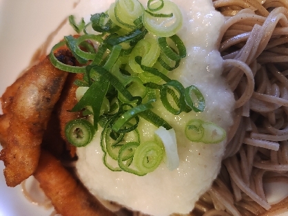 長芋と刻み海苔と芝エビの唐揚げのぶっかけそば