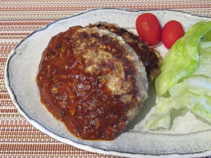 ふんわりサバ缶のハンバーグ  缶汁はソースに！