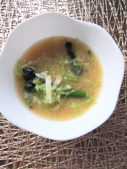 ほうれん草しめじキャベツ味噌汁