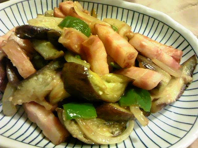 夏野菜の黒酢ケチャップ炒め
