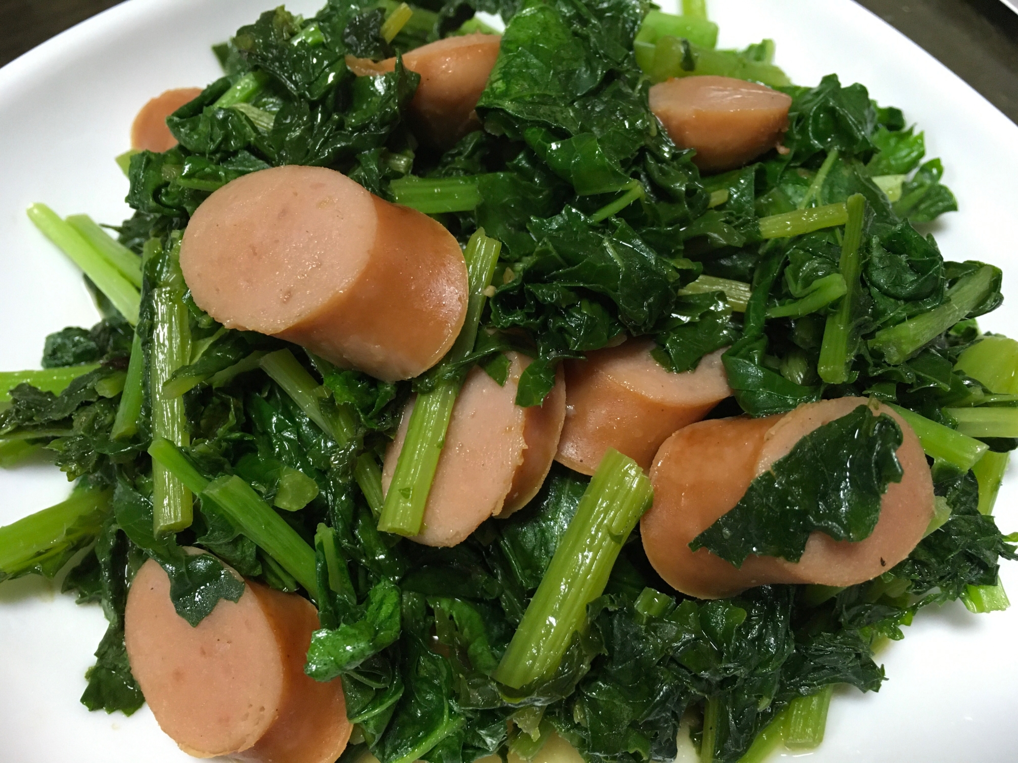 からし菜とウインナーの炒め物