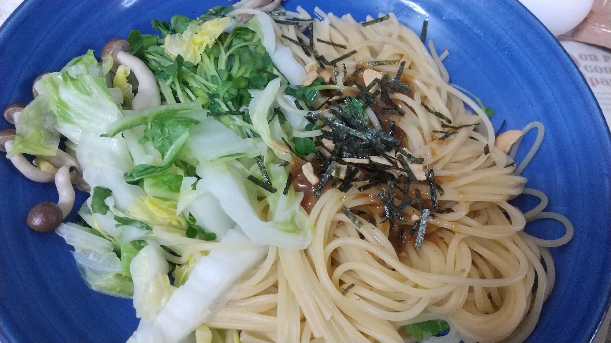 白菜ガーリックパスタ