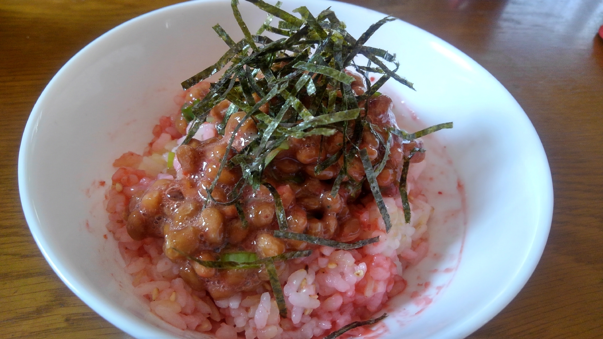 梅ご飯で…うめ～納豆ご飯