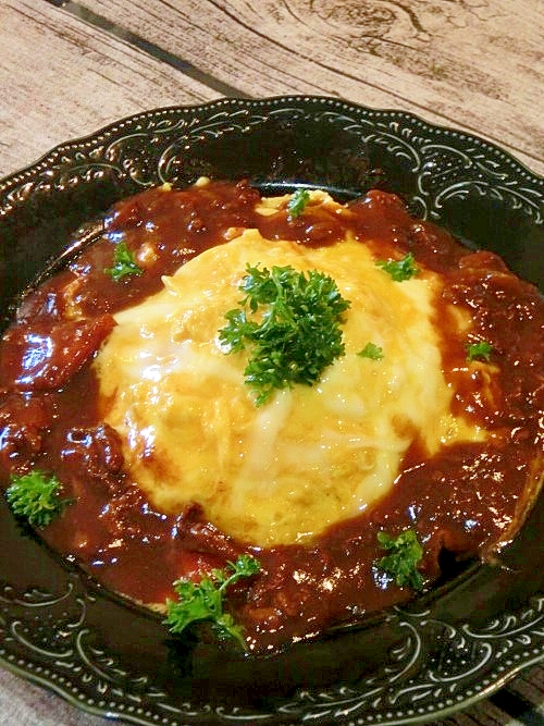 雑穀ご飯deとろとろオムライス♪　カレー風味