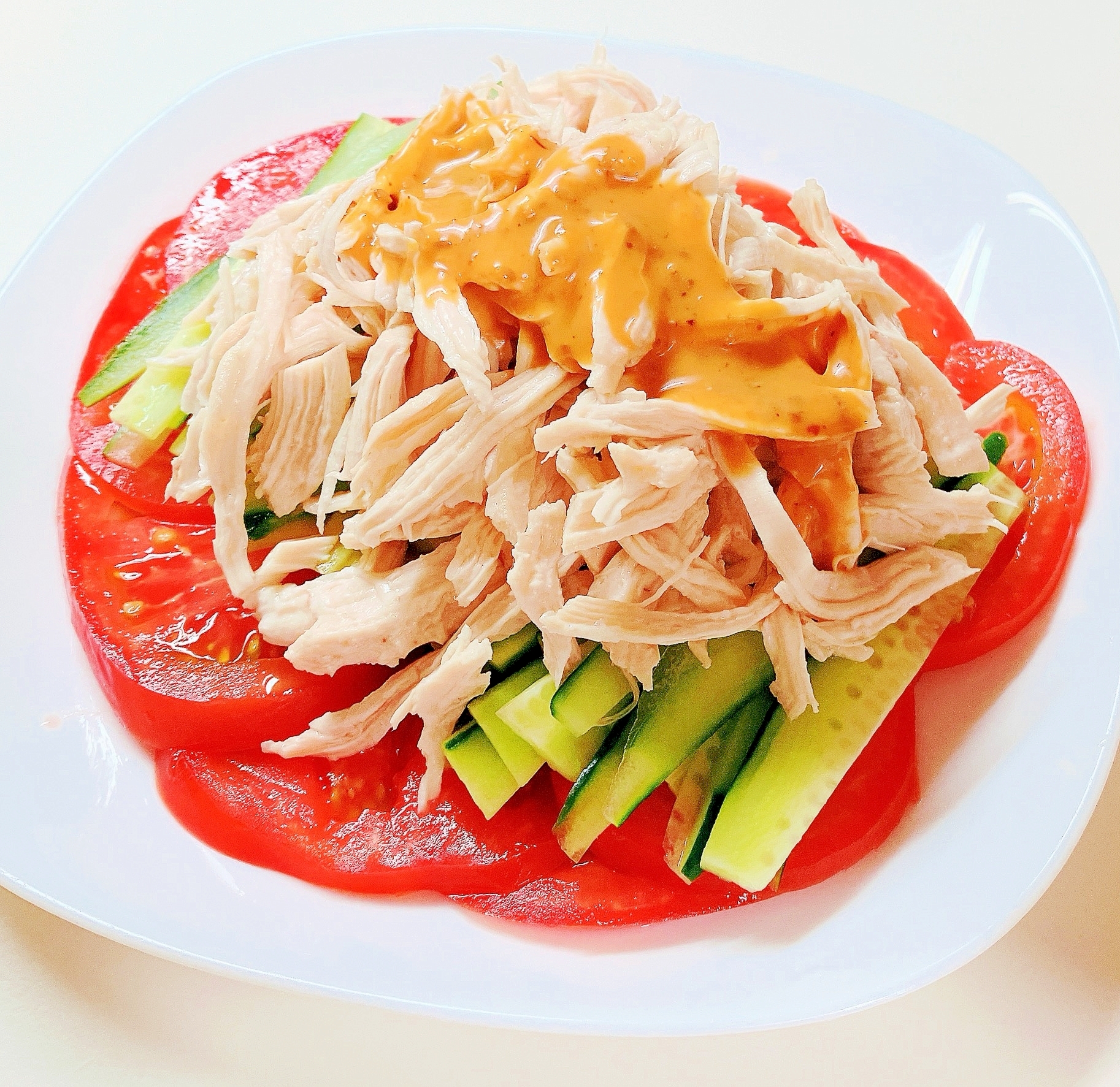 市販のゴマダレでピリ辛バンバンジー