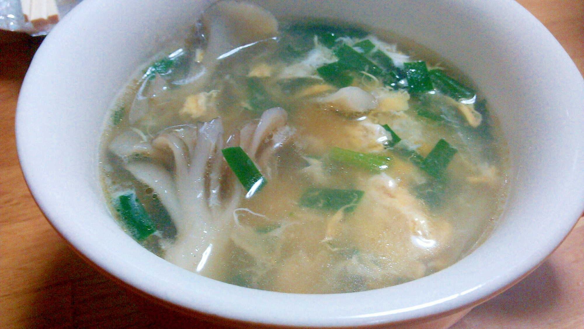 舞茸とニラの中華スープ