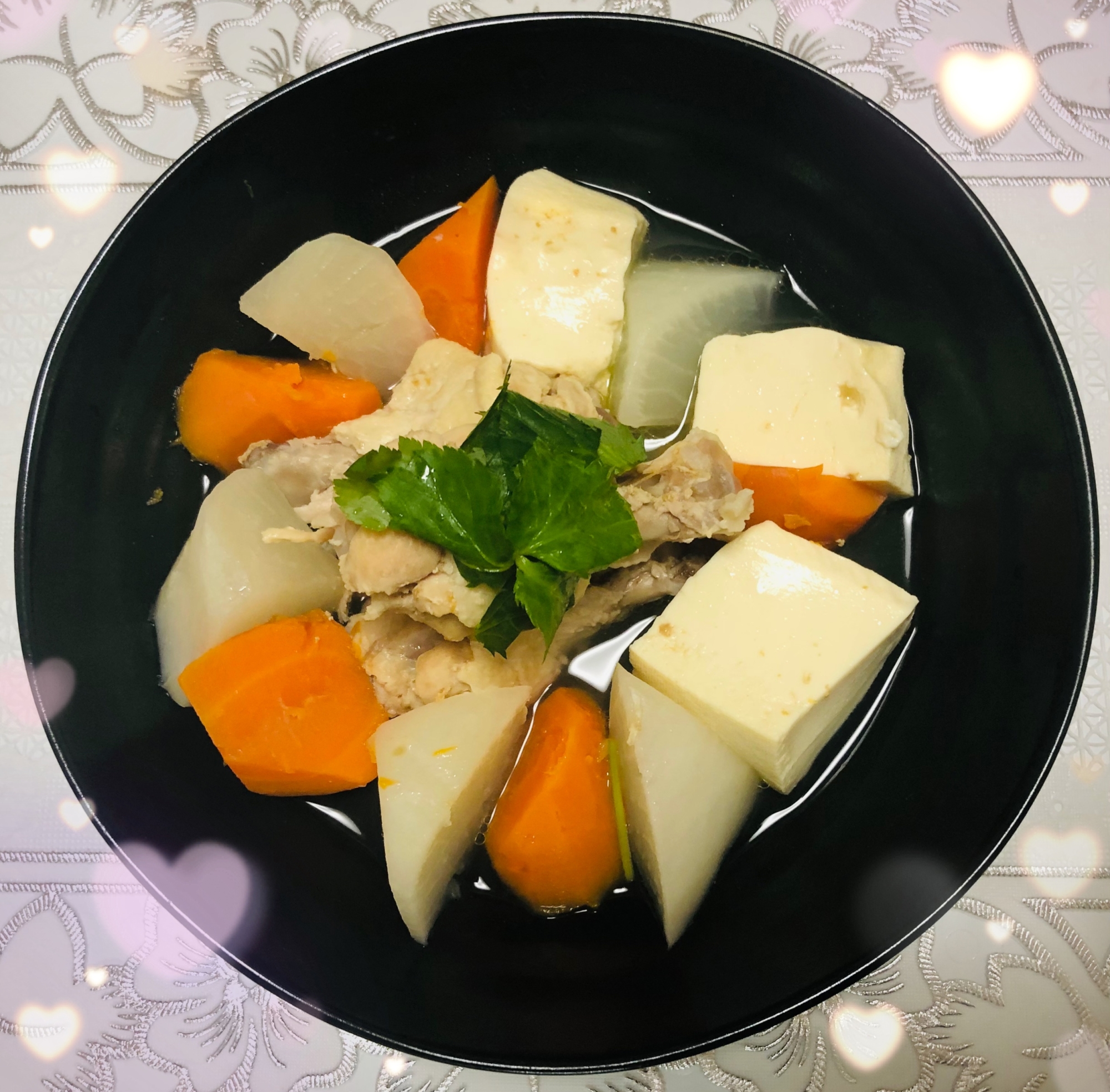 手羽元と野菜と塩豆腐の煮物