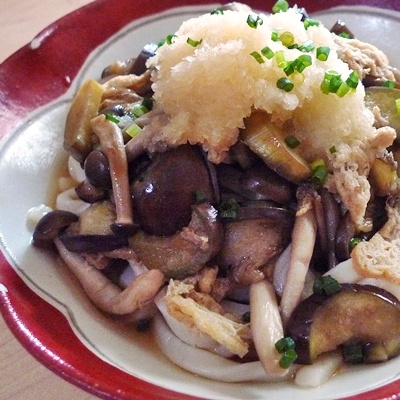 なすとしめじのぶっかけ素麺