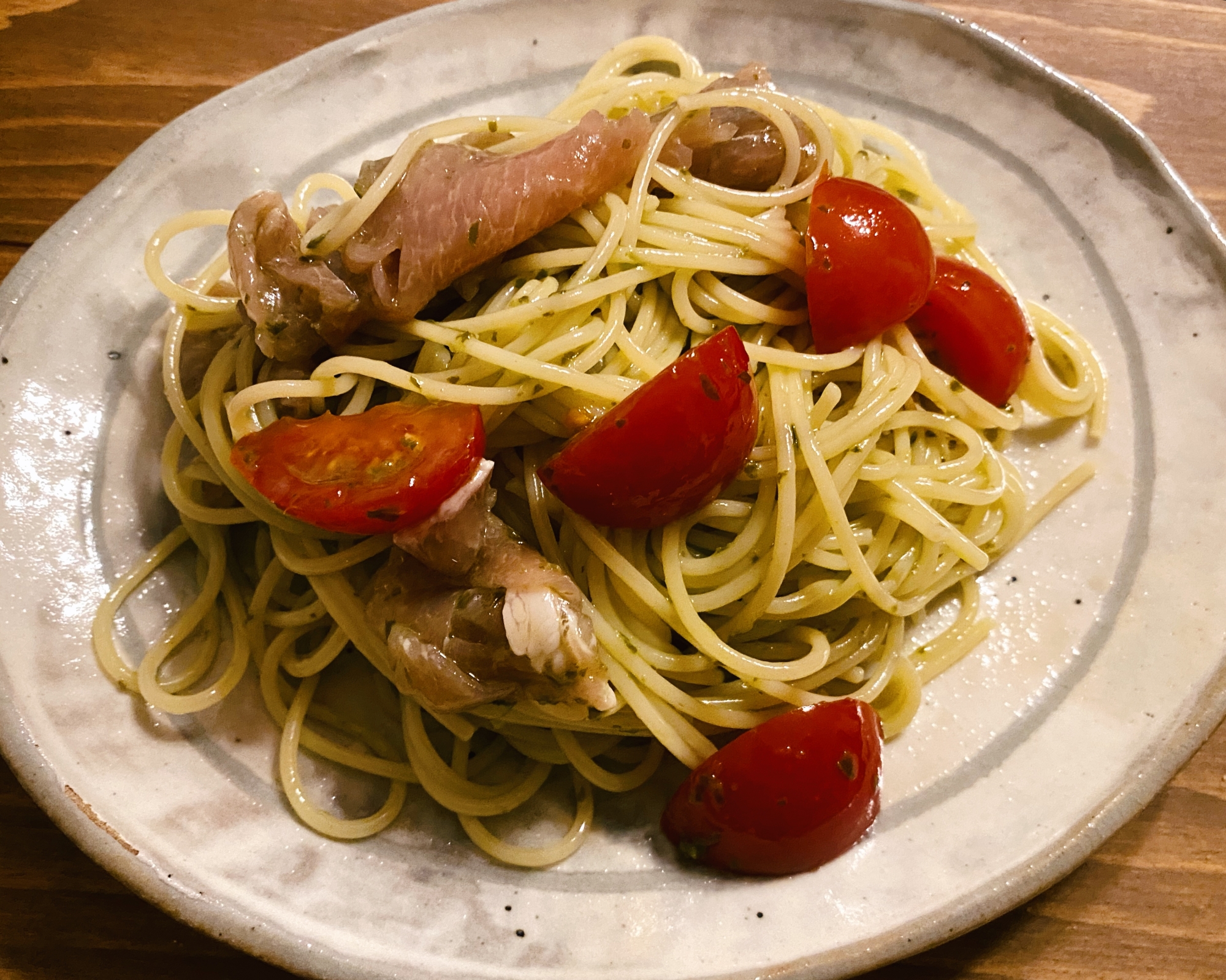ꕥ 生ハムとトマトの冷製パスタ ꕥ