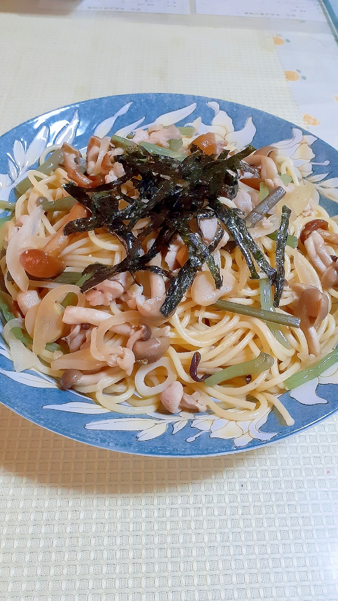 ごま油香る☆中華風山菜スパゲティ