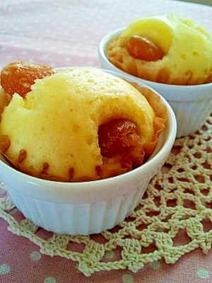 ホットケーキミックスで♪甘納豆の蒸しパン