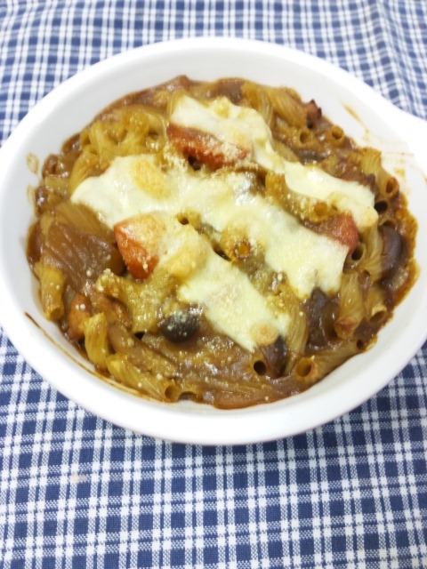 早ゆでパスタで　焼きカレーパスタ！