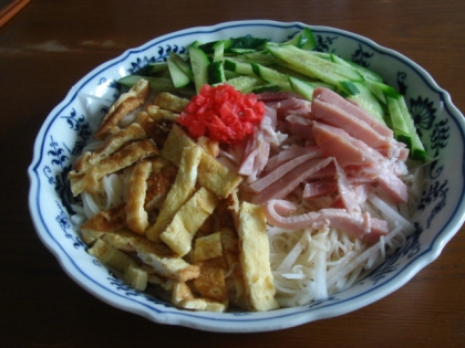 そうめんで、冷やし中華風