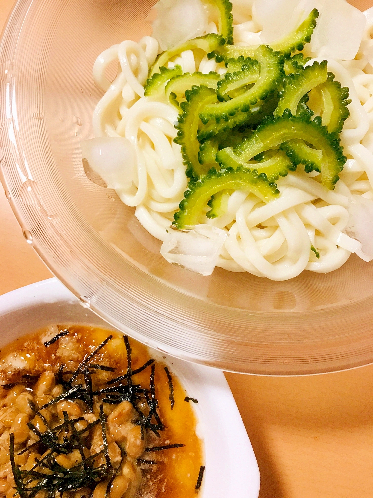 今日の納豆●ゴーヤー＆冷製うどんと