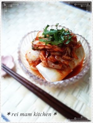 にんにくダレで♪キムチ冷奴