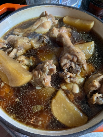 圧力鍋で時短！手羽元と大根のこってり煮♪