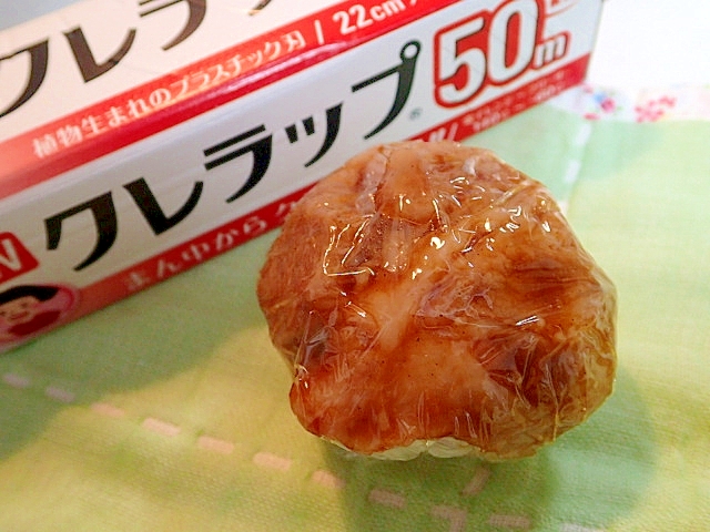 お好みソースと大蒜で　豚ロース巻きおにぎり♪