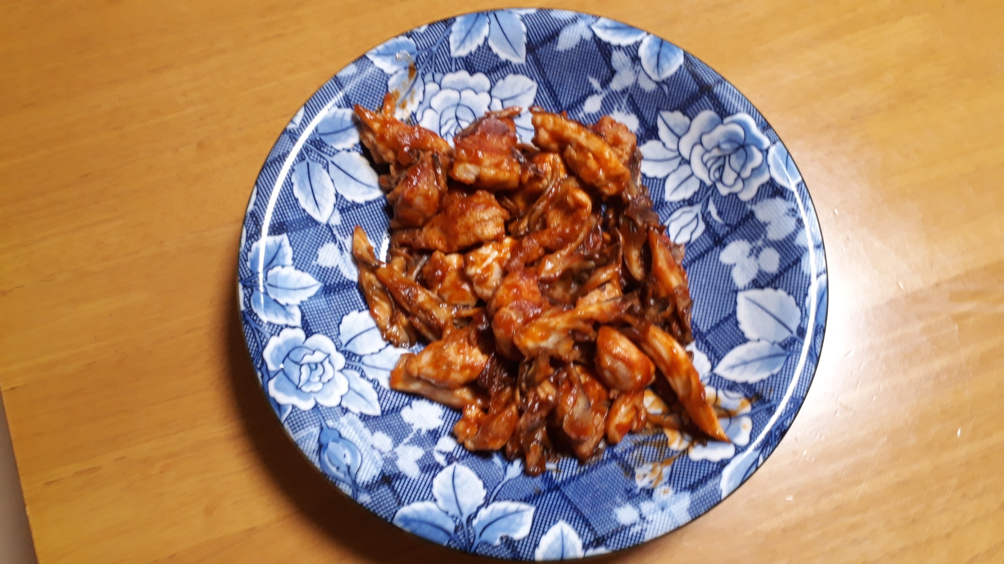 鶏肉とマイタケのカレーケチャップ炒め