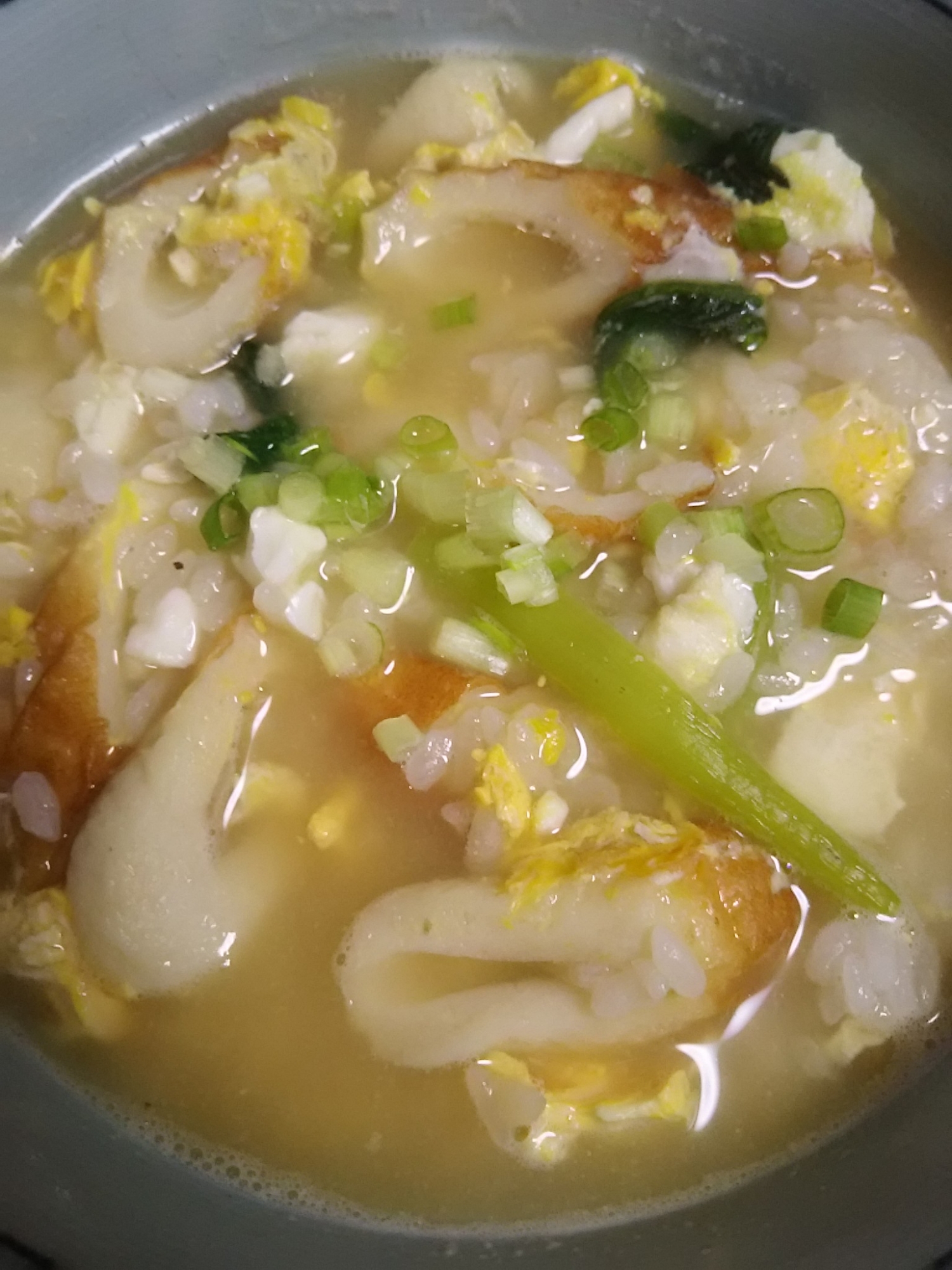 小松菜とちくわの卵雑炊(^^)