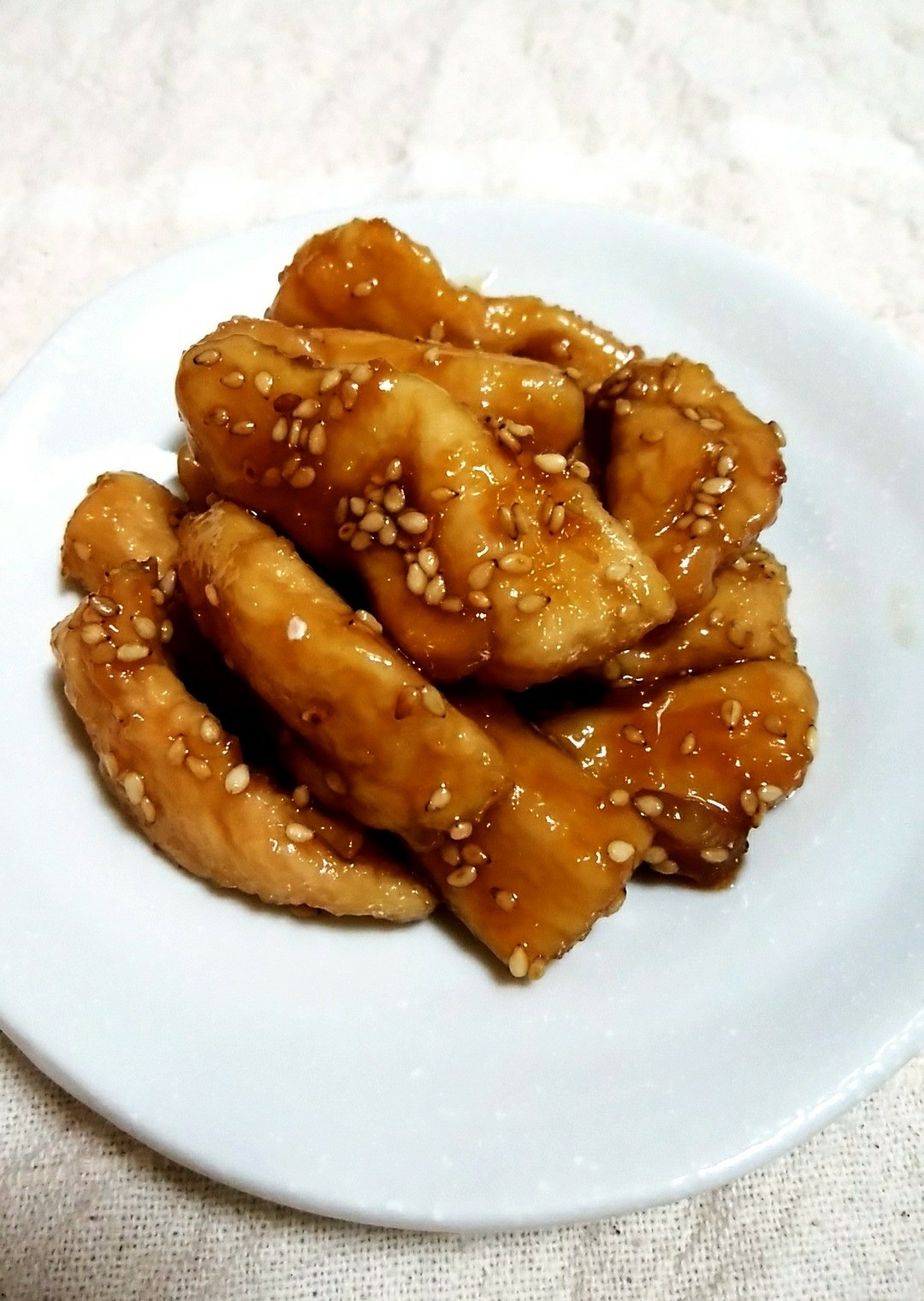 鶏胸肉の甘辛揚げ焼き