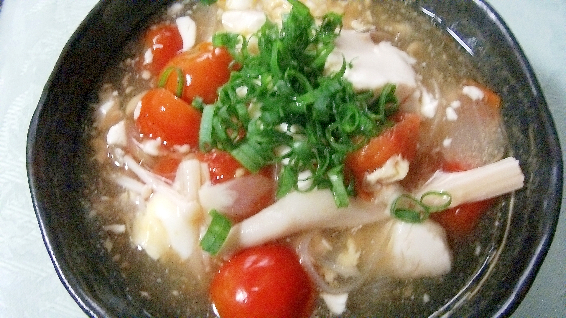 ミニトマトと豆腐の和風スープ