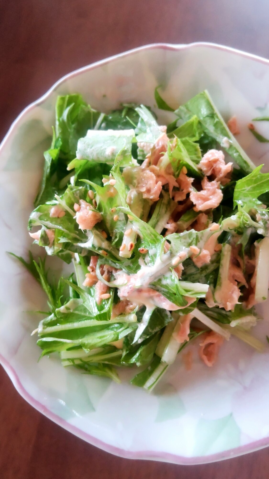 ツナ乗せ水菜サラダ レシピ・作り方 by Diamond.K - 楽天レシピ