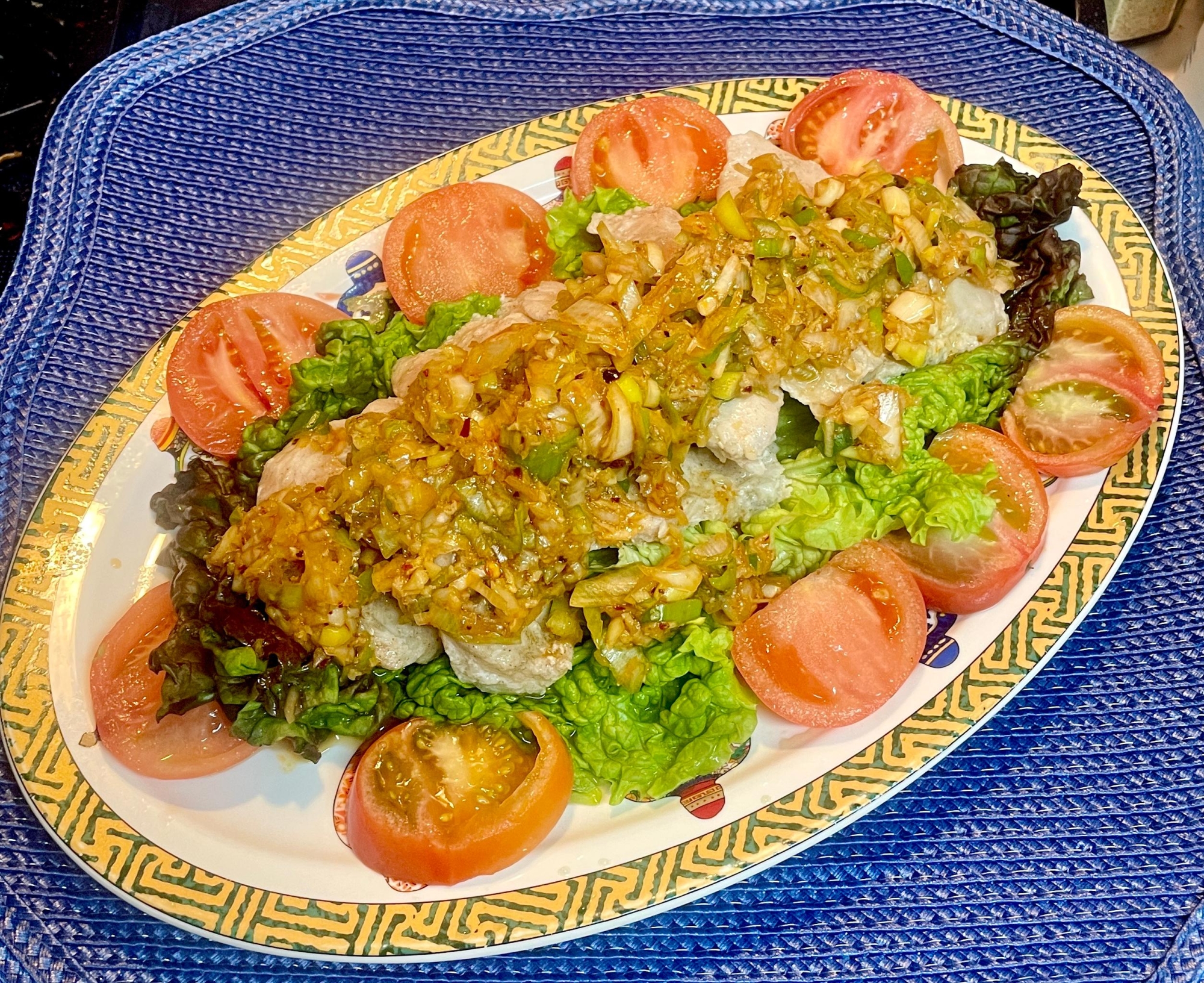 蒸篭で蒸し蒸し♡よだれ鶏みたいな蒸し鶏