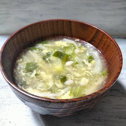 美味しく腸活♡ふんわり卵♡セロリとえのきの卵スープ