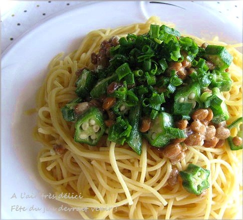 オクラと納豆の和風パスタ レシピ 作り方 By はなまる子 楽天レシピ