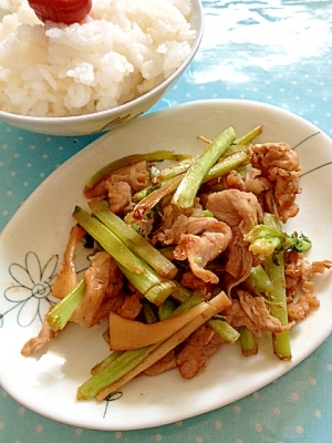 もう一品! 大根葉と豚肉のささっとめんつゆ炒め☆