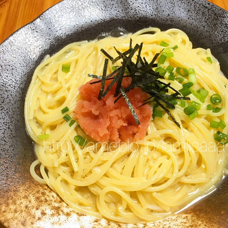 混ぜるだけで超簡単!明太釜玉パスタ
