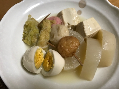 大根とさつま揚げとゆで卵の冷たいおでん♪