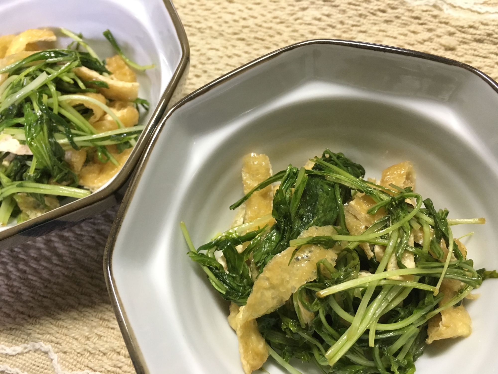 水菜と油揚げのポン酢炒め