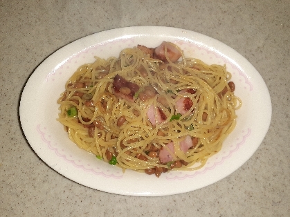 ベーコンと納豆のパスタ♪