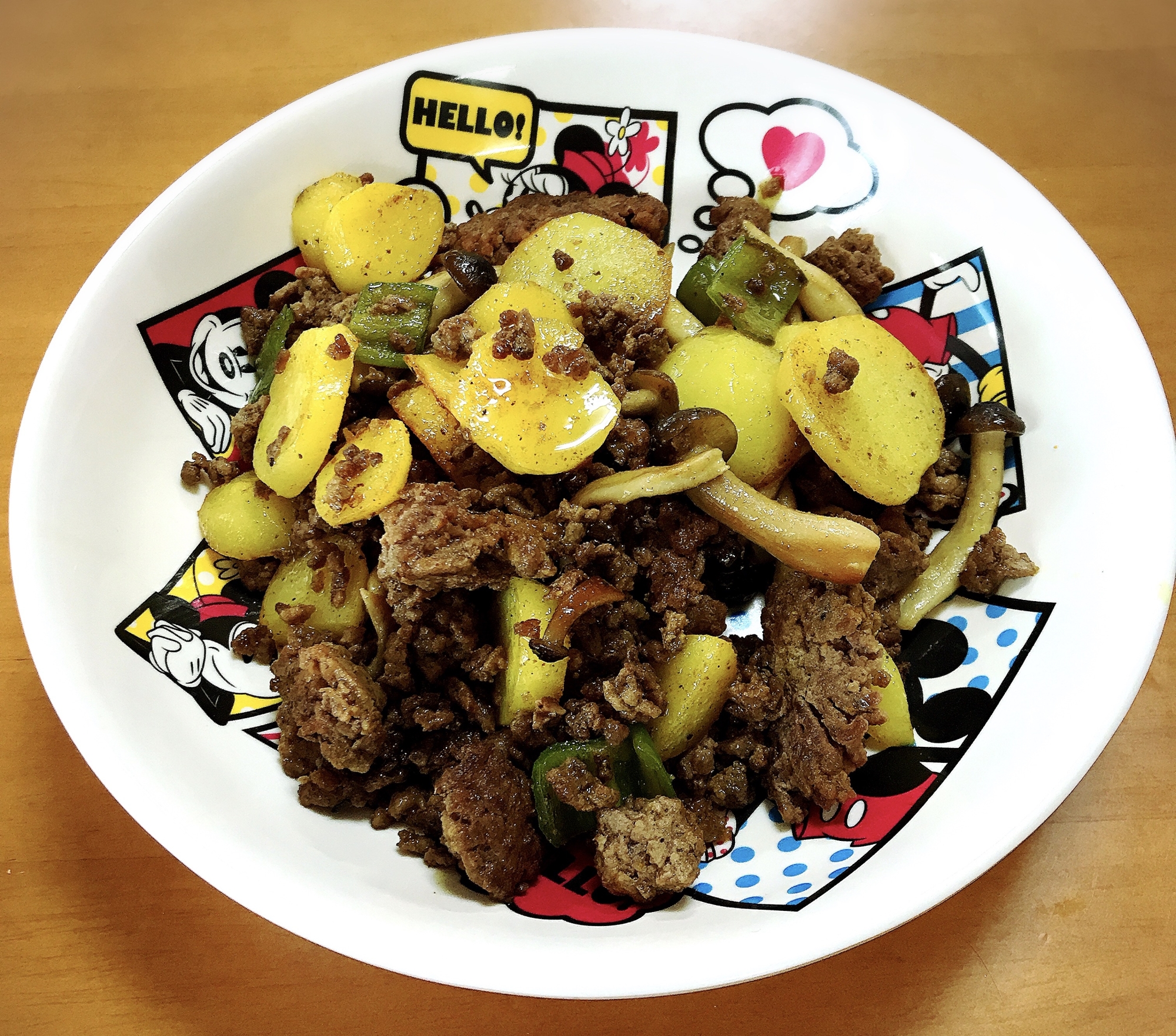 合挽き肉と野菜のカレー炒め