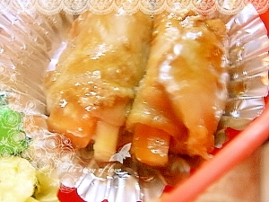 マコモ茸とにんじんの生姜焼き風肉巻