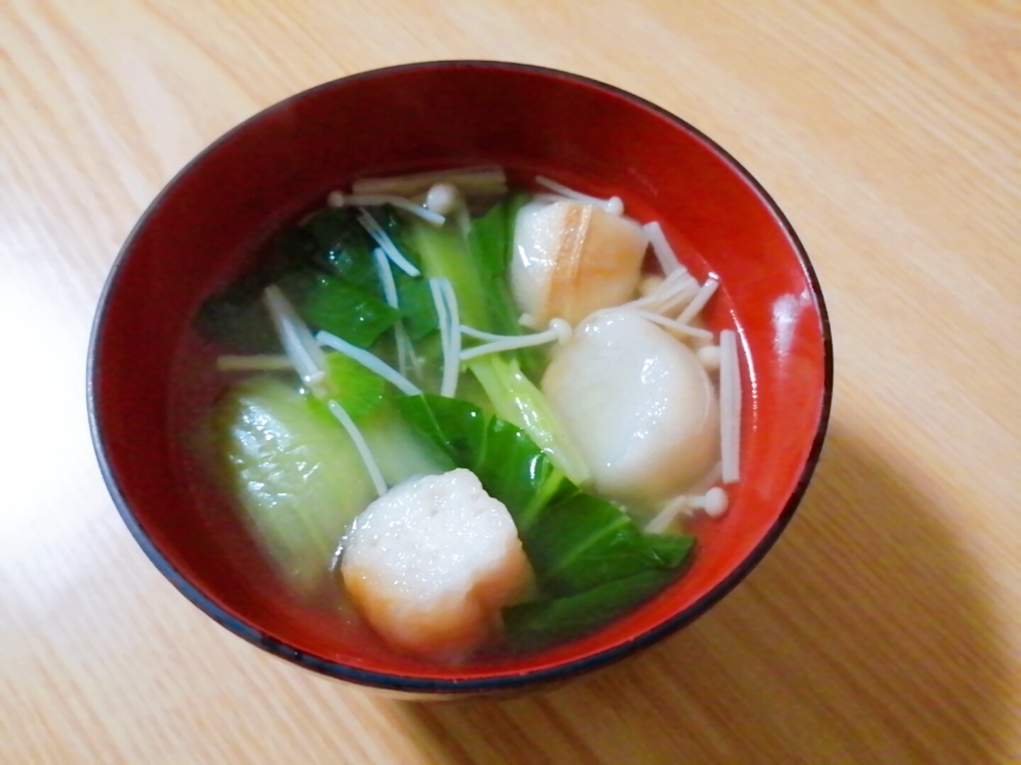 チンゲン菜とえのきと麩の中華スープ