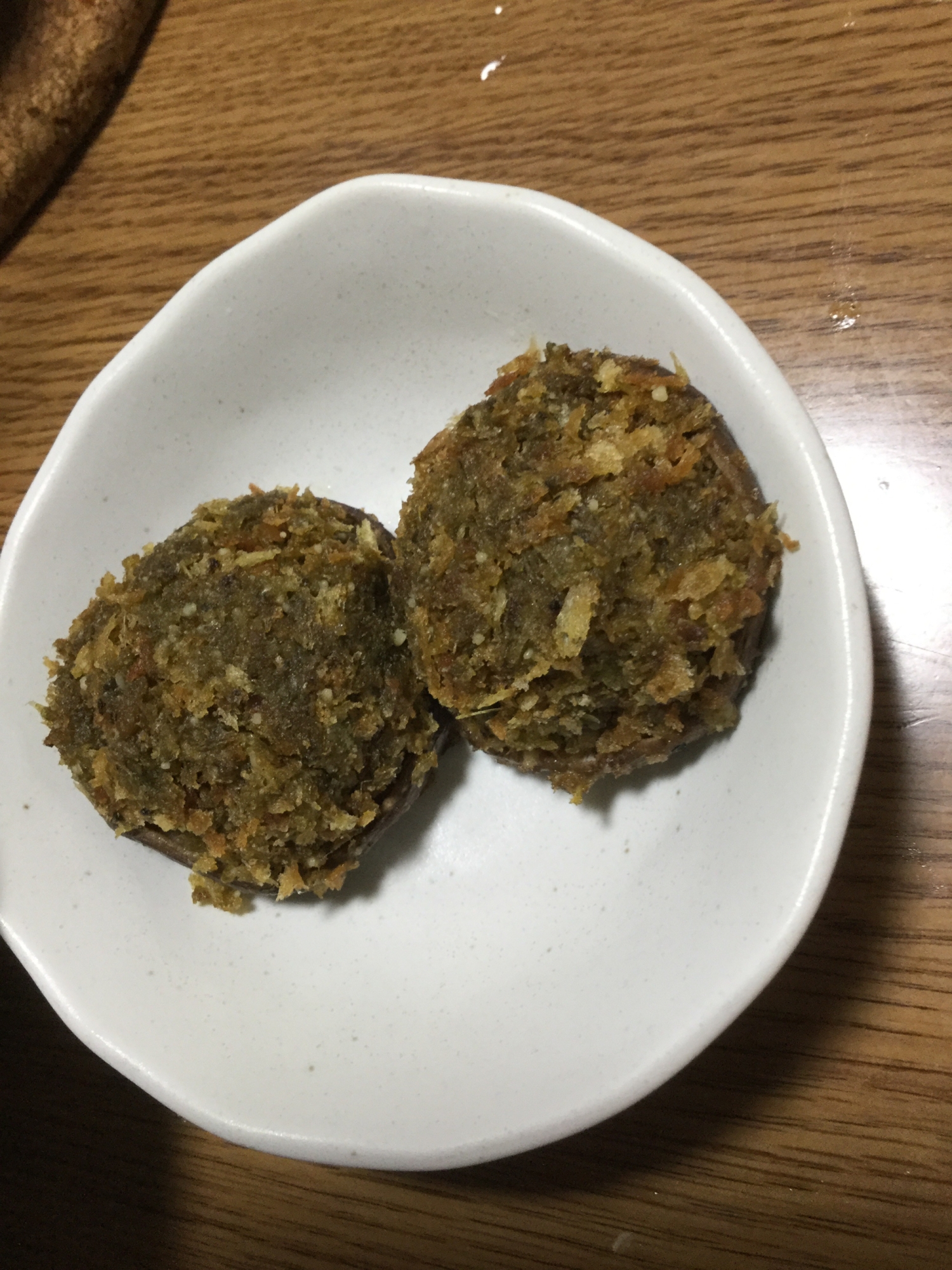 椎茸のバジルパン粉焼き